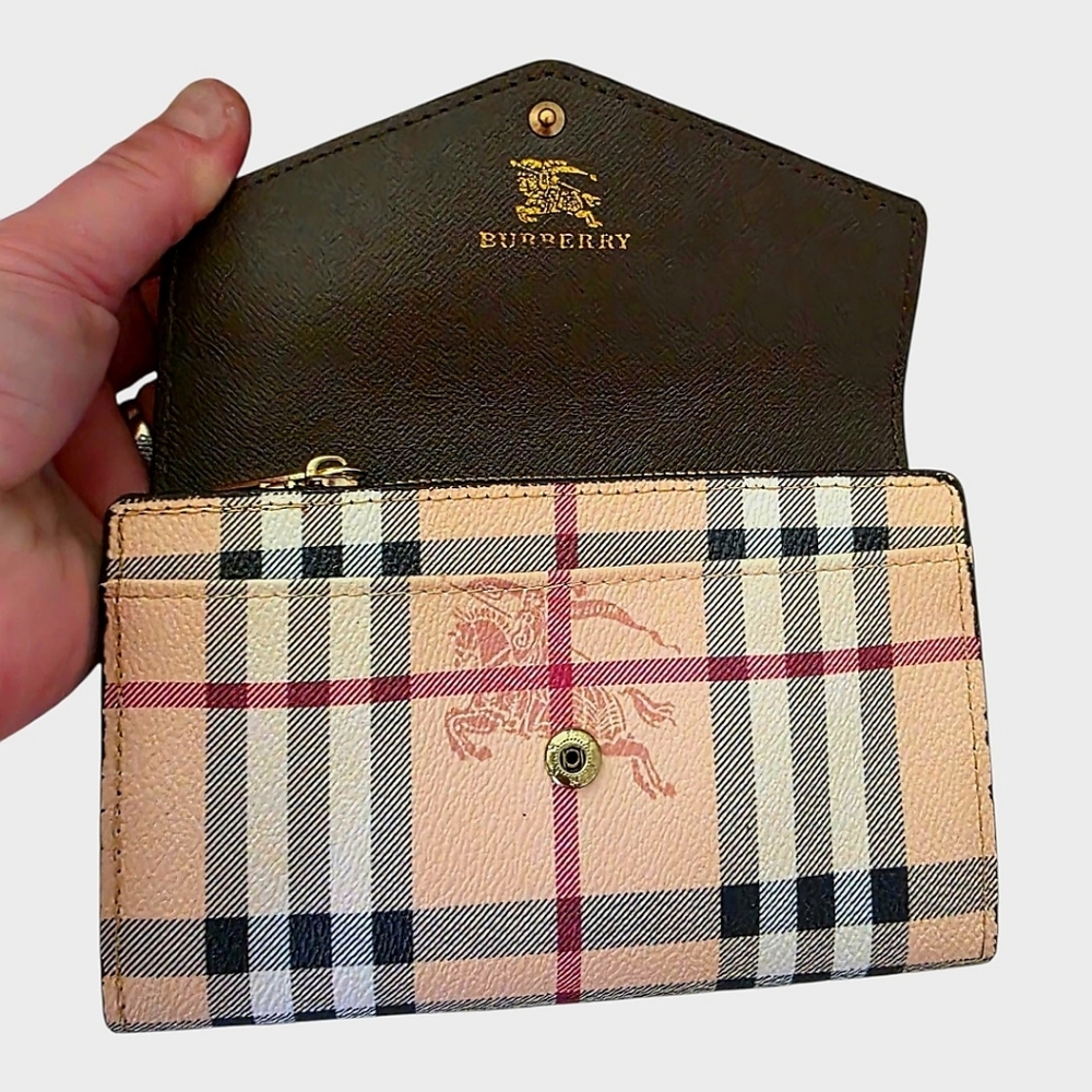 Burberry Brown & Beige Classic Plaid Leather Wallet - Picture 3 of 16